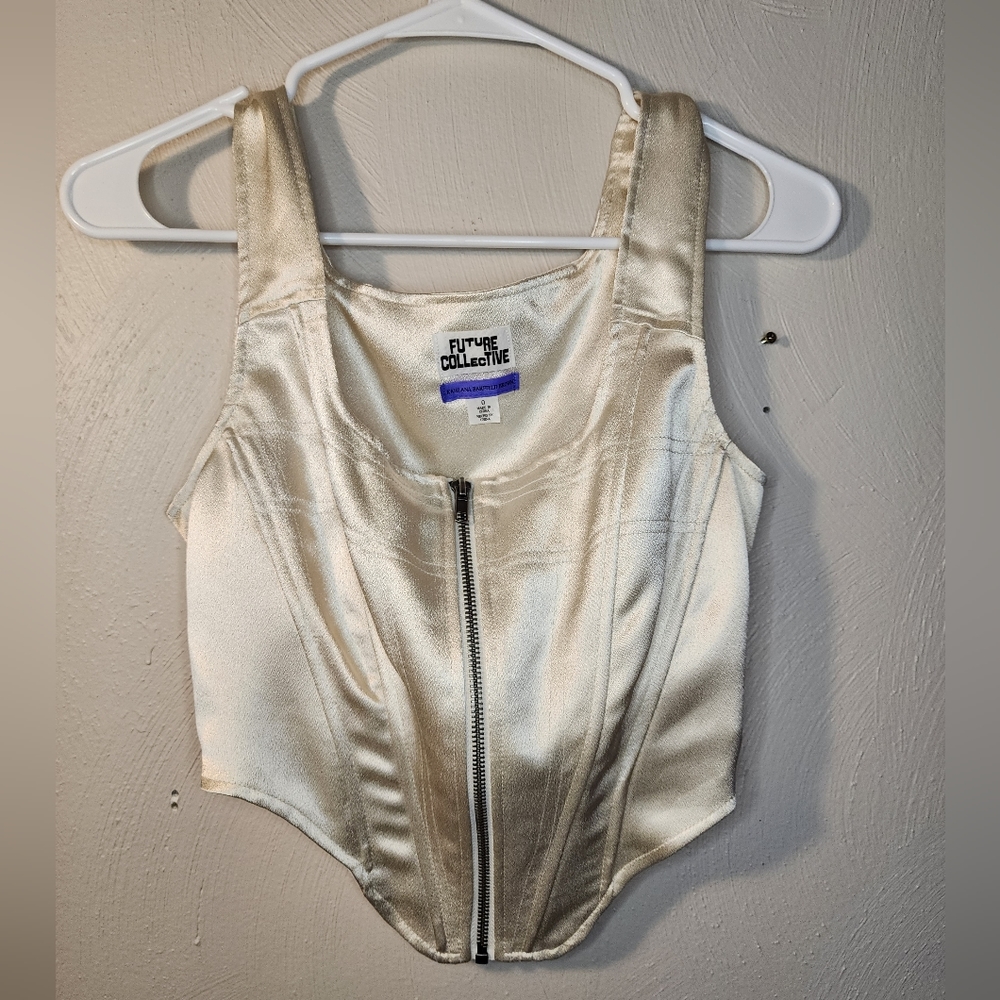 FUTURE COLLECTIVE® Kahlana Barfield Brown® Women's Zip-Front Bustier - Picture 1 of 3